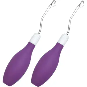 DKJEkdje 2 Pcs Latch Hook Tool, Silicone Handle Bent Tool 6.7 Inches Latch Hook Crochet Needle for Crochet Rug Carpet Crafts
