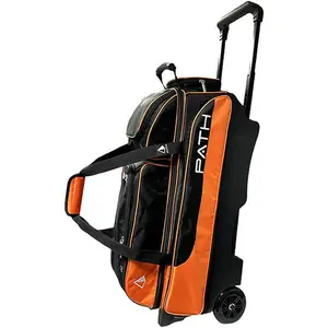 Pyramid Path Triple Premium Deluxe Roller Bowling Bag (Black/Orange)
