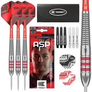 Target Darts Nathan Aspinall Brass Steel Tip Dart Set, 22G | Fixed Point Darts, Pro Grip Shafts, No.2 Pro Ultra Dart Flights, Storage Wallet Case & Extra Professional Accessories