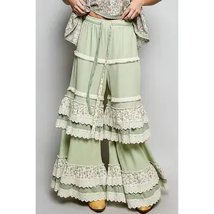 Rita Green Ruffle Pants