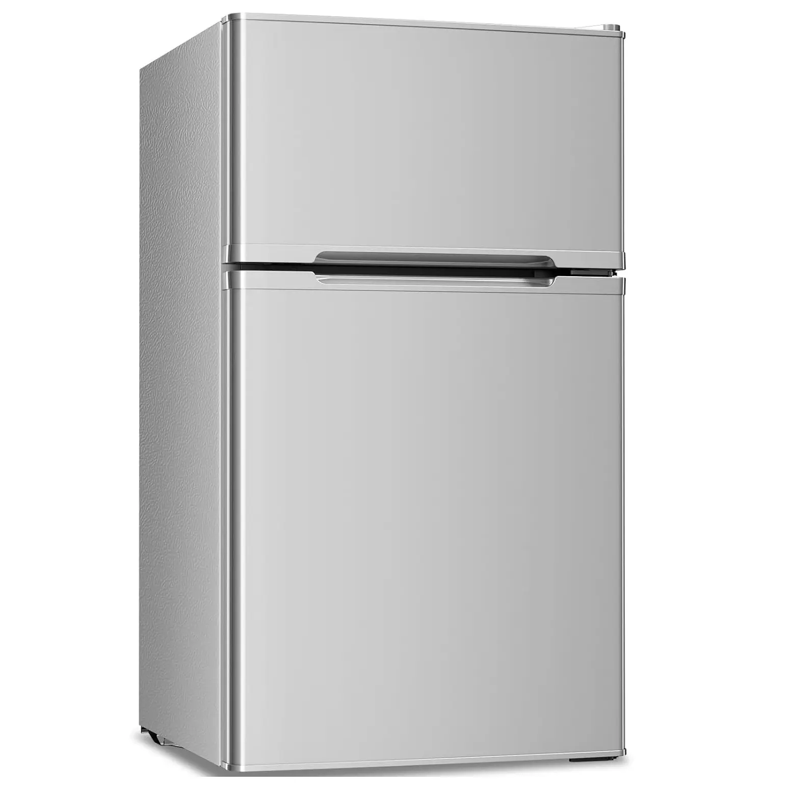 Mini Compact Refrigerator, 3.2 Cu.Ft. Separate Freezer Double 2-Door Adjustable Removable Shelves For Basement/Apartment/Dorm/Office,GREY summerwins