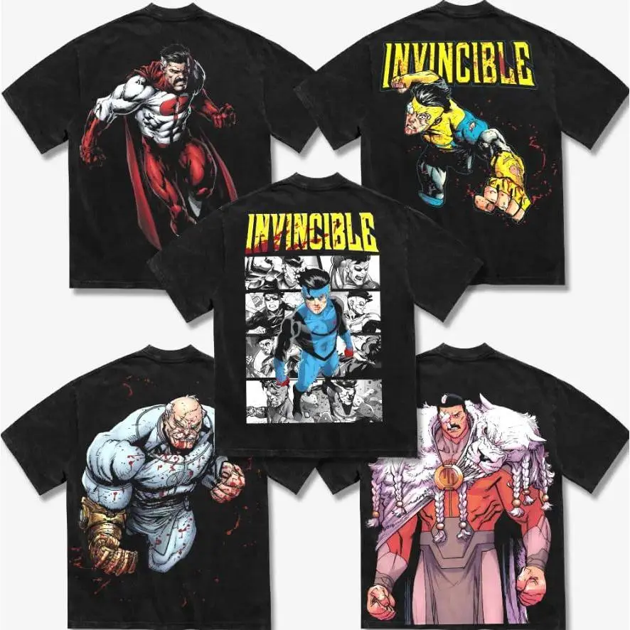 Invincible Viltrumite Collection Omni Man Conquest Thragg - Menswear Gift for movie fans Top Apparel Classic Oversized Seamless Simple Straight Man designer shirts Men's Regular Fit Floral Print Tee