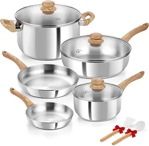 KOCH SYSTEME CS Stainless Steel Cookware Set 10PCS/ 12PCS, Professional 18/10 Tri-ply Base, Induction Compatible Pots and Pans with Cool-Touch Handles