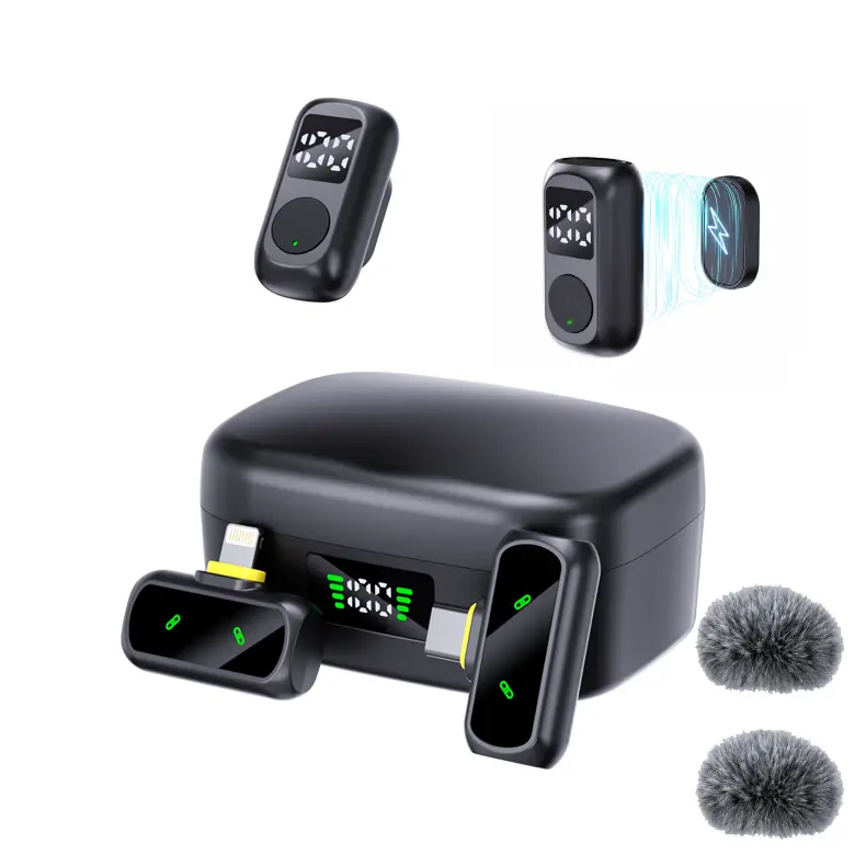 Wireless Microphone for iPhone & Android, Noise Reduction Magnetic Mini Mic with 54H Charging Case, 164ft Range Plug-Play Clip On Lapel Mic for Video Recording, ASMR, Live Streaming