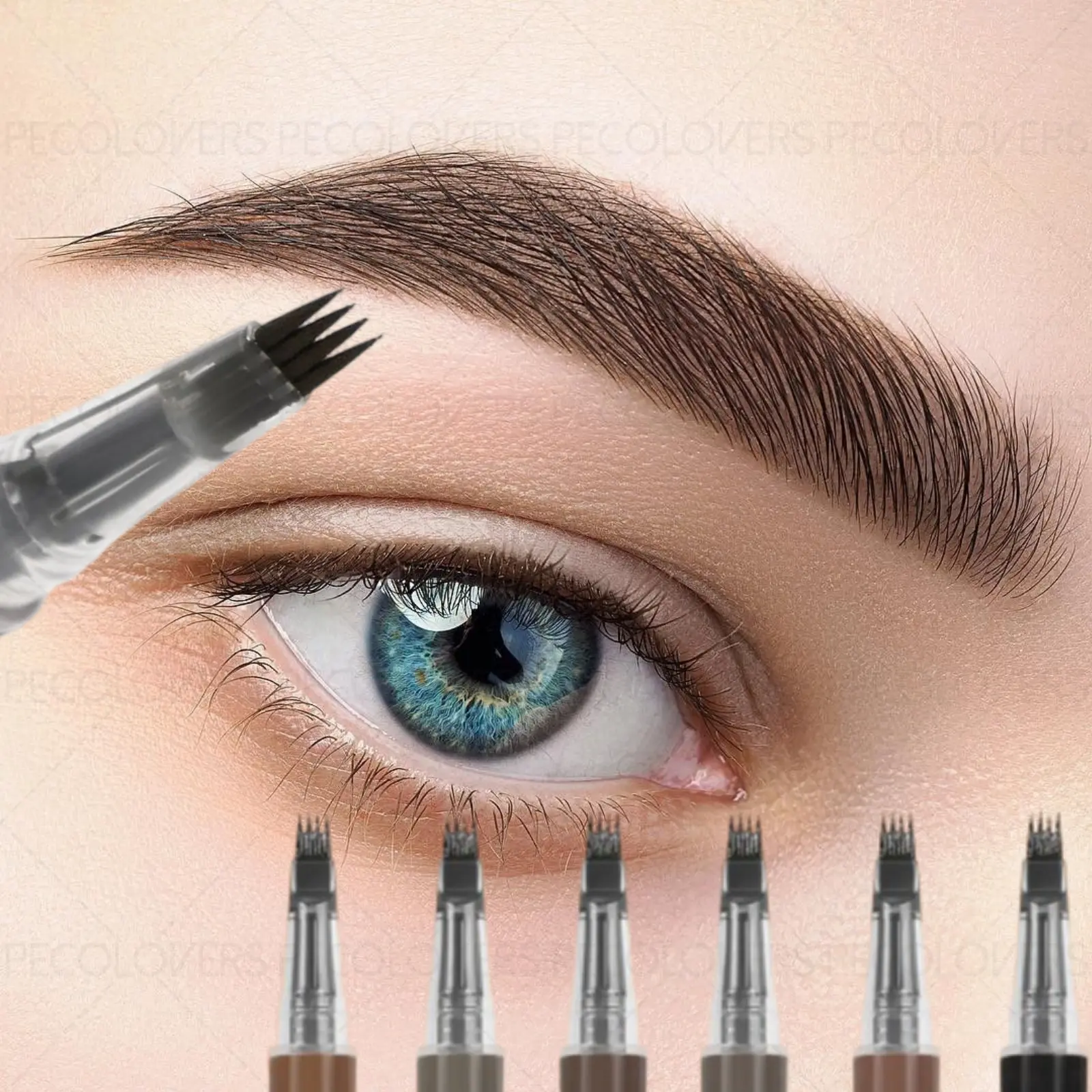 1PC Four-pronged Waterproof Eyebrow Pencil, Simulated Hair Flow, Precise Application, Suitable for All Light Beige Tones, Quick Drying, Valentine's Day Gift, Birthday Gift, Eyebrow Products, Brow Pencil With Hair Like Strokes