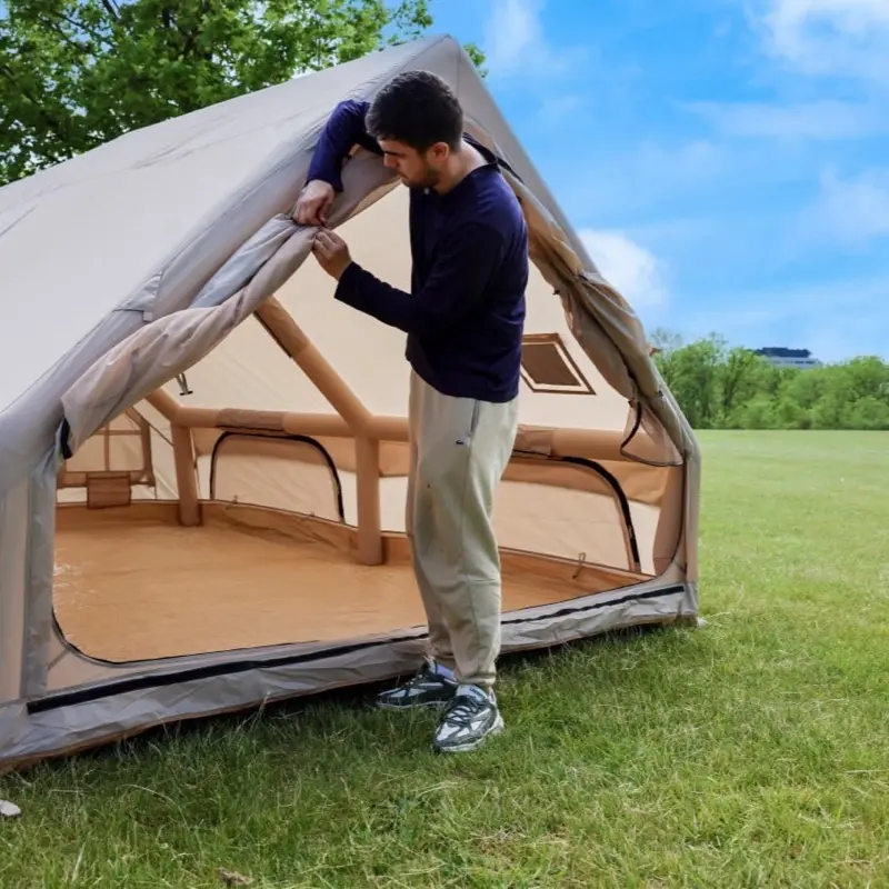 Inflatable Camping Kit, Portable Outdoor Tent & Air Mattress Set for Hiking, Backpacking Trips