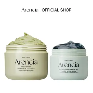 [Arencia Official] Clear Glow & Hydration Duo - Fresh Green Rice Mochi Cleanser & Holy Hyssop Serum 30 - for Acne Prone skin, Detox, Calming - 2-Step Essential for Glass Skin
