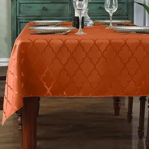 SASTYBALE Christmas Fall Tablecloth Rust Damask Fabric Table Cloth, Water Resistant & Wrinkle Free Polyester Table Cover for Autumn Kitchen Dining