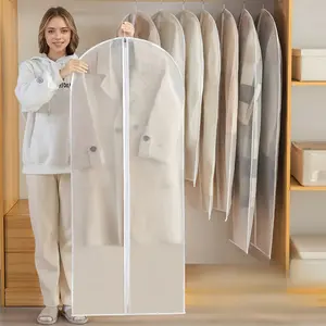 Zippered Garment Bag, Large 55.1 x 23.6 inches, Dress Bag for Gowns, Suits, Jackets, Dresses, Hanging Clothing Storage Bag, Water Repellent, Dust Proof, Clear