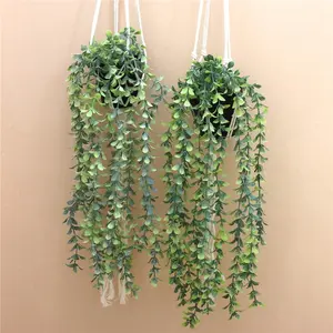 Artificial Hanging Potted Plant, 2 Pots Realistic Faux Plastic Plants, Hanging Plant Vines, Hanging Decorative Plants for Home Wedding Porch
