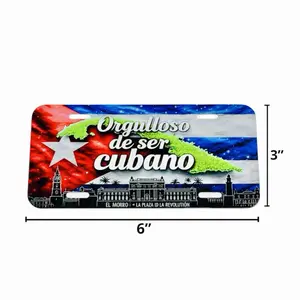 6x3cm Rectangular Aluminium Magnetic Refrigerator Mini Plaque, Cuban Pride Fashionable Home Signs, Home Supplies Decor for Fridge