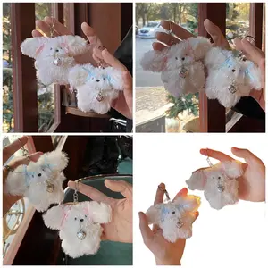 Plush Rabbit Keychain Cute Heart Bowknot Keyring Bag Pendant Cartoon Key Chain