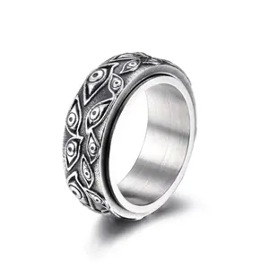 GTHIC Eye of Providence All Seeing Eye Spinner Ring For Men Women Birthday Mother's Day Gifts Stainless Steel