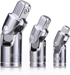 3 count Universal Joint Socket Set, Chrome Vanadium Steel Swivel Socket Adapter Set, 1/4IN, 3/8IN, 1/2IN Drive Universal Joint Set