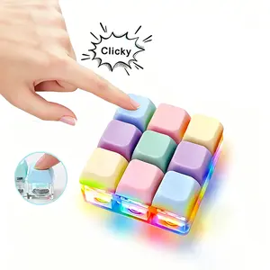 9-Key Keyboard Clicker Fidget Keychain, Glowing Mechanical Button Sensory Toy, Portable Stress Relief Item, Party Gift for Teens