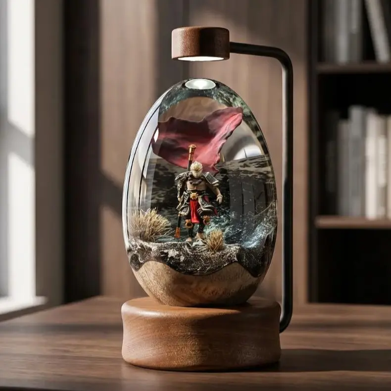 Black Myth: Wukong Resin Lamp Handmade Resin Wood Egg Led Decoration Lights, Office Desk Ornaments Game Room Decor, Modern Popular Night Light Reading Book Lamp , Novelty Gift for Black Myth Series Game Enthusiast Collection