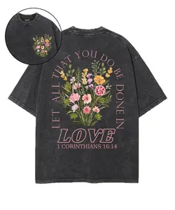 Let All That You Do Be Done In Love Double Sided Washed Christian T-shirt, Oversized 5XL Vintage Jesus Shirt, Cotton Menswear Womenswear Fit Crewneck graphic tee good graphic tees