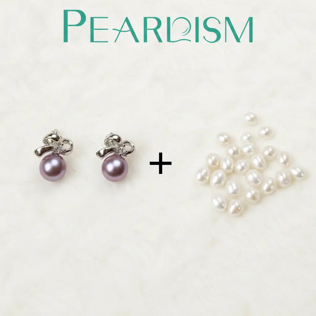 Pearl Earrings  with  Freshwater pearl gift  (10+ pearls) [Open in live]｜Freshwater  Pearl  Earrings Random Pearl Color in Jewelry