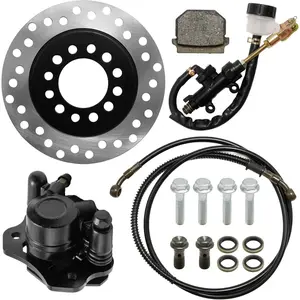 Rear Front Hydraulic Brake Assembly Caliper Master Cylinder Kit with Disc Brake Plate Rotor Brake Pad Replacement for Go Kart Golf Cart ATV