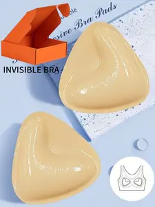 Women's Reusable Silicone Push Up Bra Insert, Triangle Shaped Anti-slip Breast Pads with Box, Lingerie Accessories for Women, Adhesive Bra Inserts