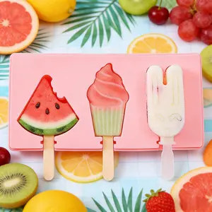 Home-use silicone ice cream molds, DIY popsicle and ice cream molds, creative DIY ice cube trays, food-grade safe ice molds, summer ice treat making tools, kids' ice cream making essentials.