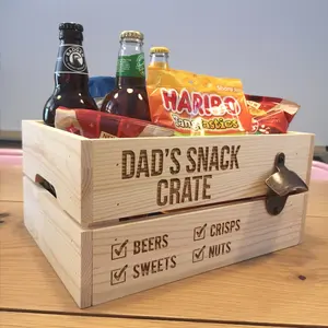 Personalised Snack Crate, Care Package, Supply Drop, Gift Box, Father's Day Gift for Him, Christmas Gift For Him, Contents not Included