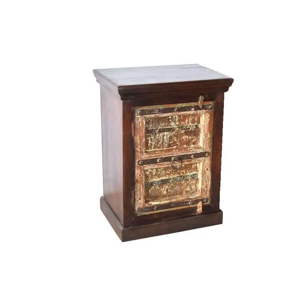 Distressed Antique Door Repurposed Rustic Solid Wood Nightstand