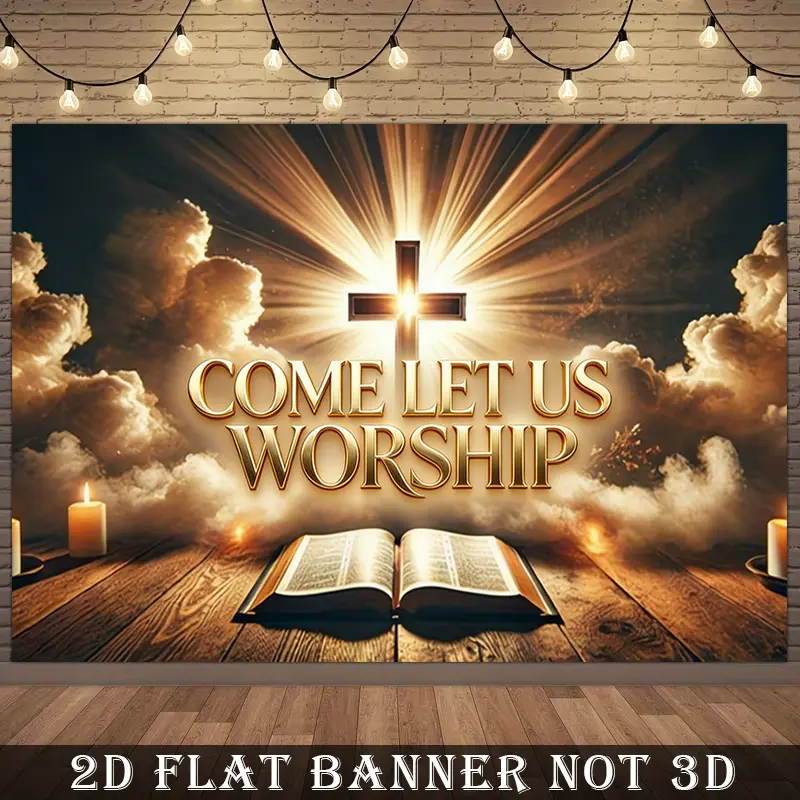 Scripture Cross Bible Candle Church Banner Backdrop Religious Tapestry Wall Hanging Photography Background Chapel Wedding Baptism Memorial Event Decor Polyester Fiber, Father's Day, Thanksgiving, Love, Independence Day