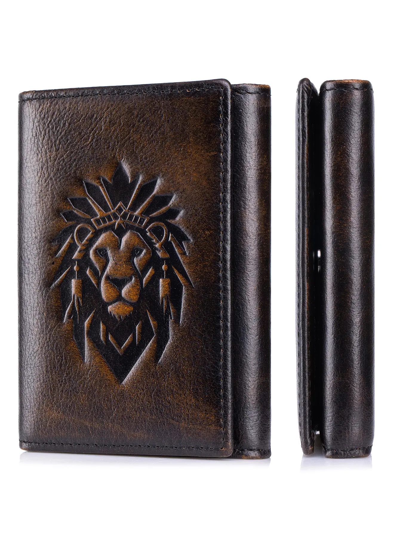 Leighton Genuine Leather RFID Blocking Vertical Trifold Wallet, Small Card Holder for Travel and Daily Use, Casual Style, All Seasons, Rfid Blocking Wallets