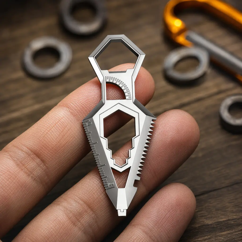 9-in-1 EDC Gear Multitool Keychain Pendant with Keyring Clip, Quick Cutter, 9 Wrench Slots, Bottle Opener, Mini Wrench, Portable for Home/DIY Maintenance, Ideal Gift for Brother