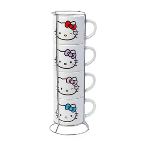 Hello Kitty Winking Hearts 5-Piece Ceramic Mug Stack