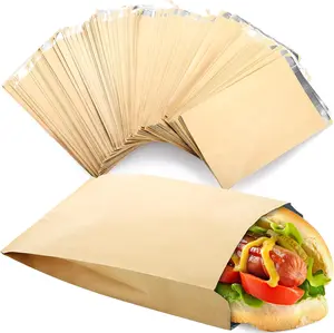 150 Pack Hamburger Wrappers, Aluminum Foil Hot Dog Sleeves, Grease Resistance Disposable Sandwich Bags, Foil BBQ Bags for Snack Bars, Food Truck, Take Out, Concession Stand
