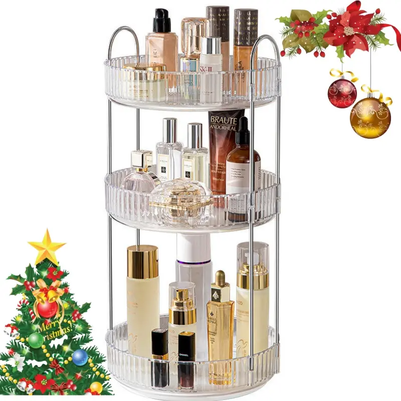 Nw 2Lbs 3 Tier 360° Rotating Makeup Organizer for Vanity, Bathroom Makeup Carousel Spinning Holder Rack makeup storage Boxes makeuporganizer