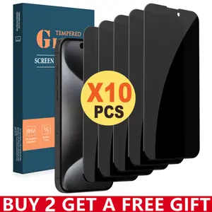 10 Pcs Privacy Screen Protector for iPhone 17 Pro Max Plus 16 15 14 13 12 11 XR XS MAX 8 7 6, 9H Anti Spy Private Tempered Glass Film, Anti-Scratch
