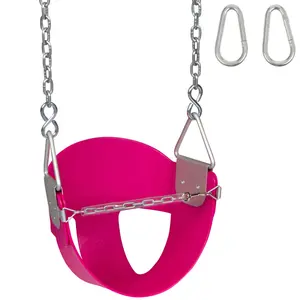 Swing Set Stuff Inc. Highback 1/2 Bucket Swing Seat With Safety Chain and 5 1/2' Chains And Hooks Pink