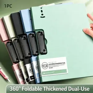 A4 360° Foldable Clipboard Folder, Thickened PP Writing Board with Pen Holder, Dual-Use Document Organizer for Students, Office & School Supplies
