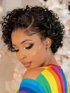 Short Bob Wig Pixie Cut Curly Human Hair Wig for Women, Natural Daily Wig, 13x4x1 Lace Closure, Deep Wave Lace Wig, Lace Front Wigs, Stylish and Natural Look