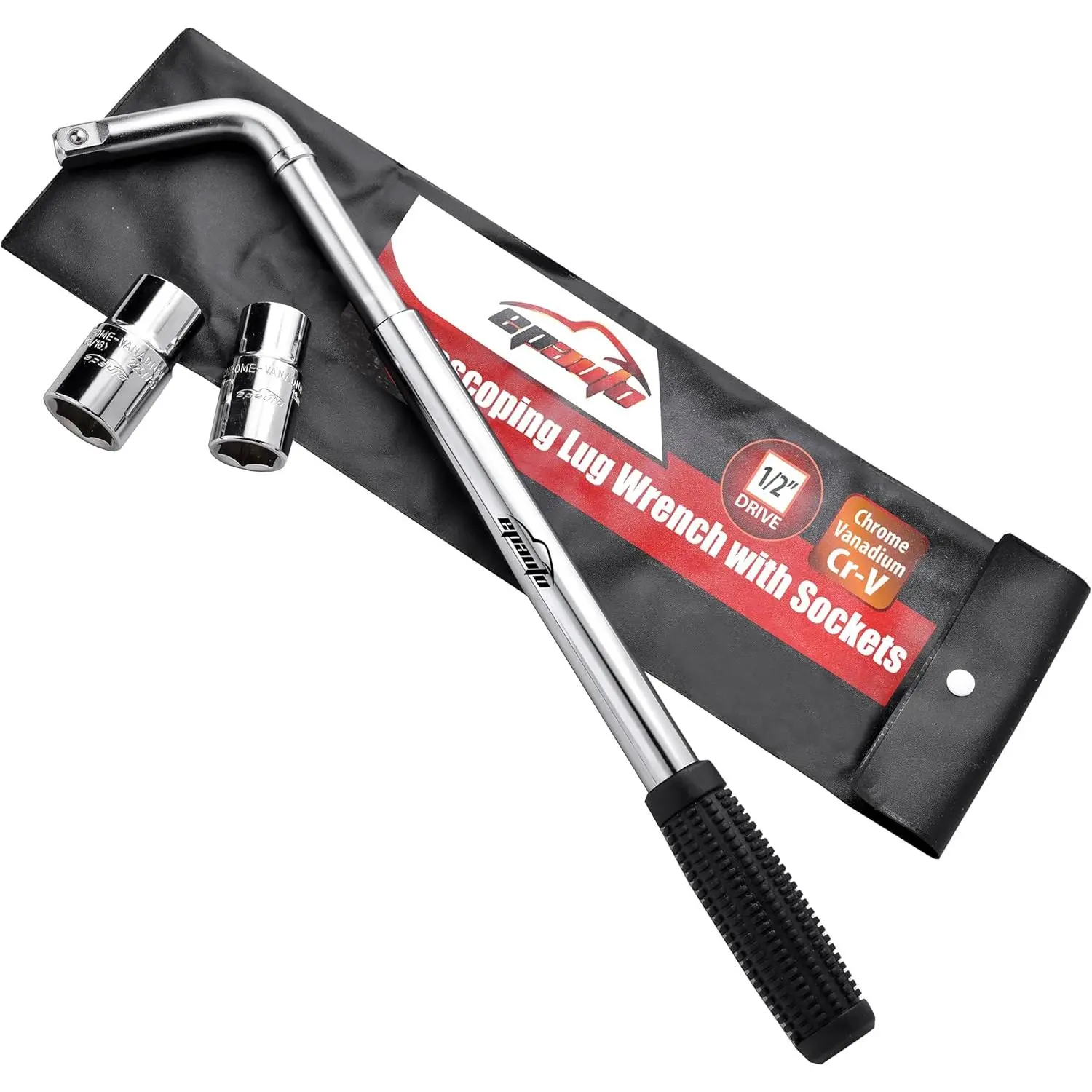 Telescoping Lug Wrench, Wheel Wrench with CR-V Sockets (17/19, 21/22mm)