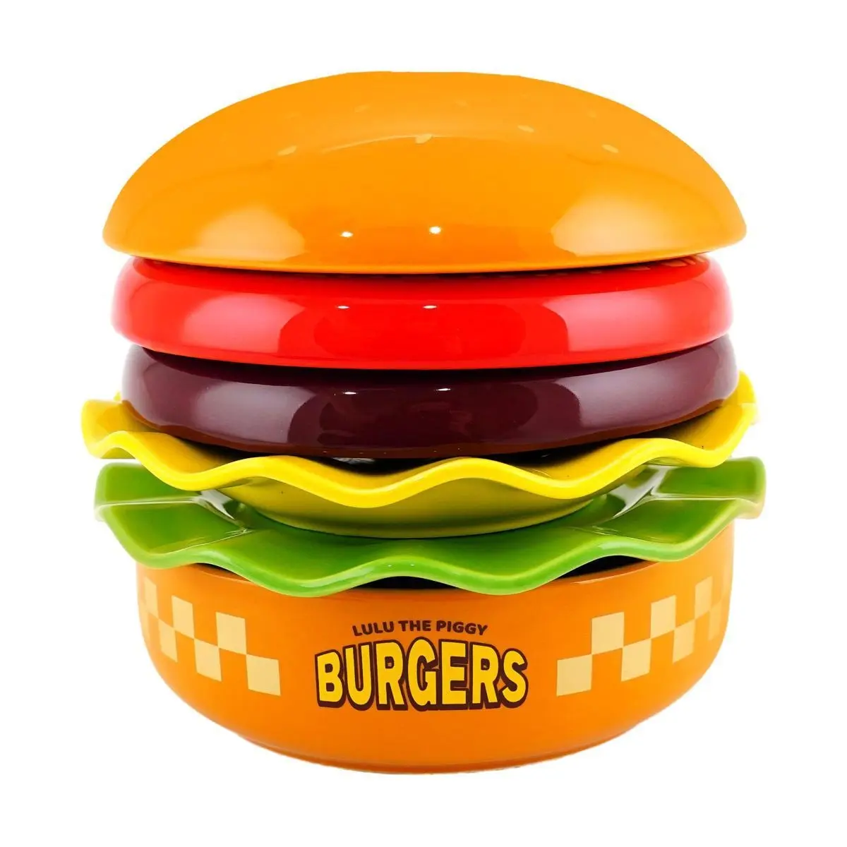KAWASIMAYA x Lulu Pig Collaboration Burger Tableware Set - Adult 1-Person Dining Essentials with Cutlery, Oven-Safe Design, Unique Decor, Lead/Cadmium and Cadmium Compounds/Bis(2-chloroethyl)ether-Free