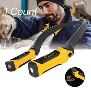 1-pack USB rechargeable LED neck-mounted work lamp, portable high-brightness waterproof Worklight Flashlight, Adjustable waterproof flashlight, outdoor night lighting rechargeable headlamp, suitable for night reading and maintenance work