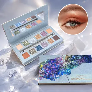 FROMST Crystal Energy Compact Multi-Color Palette, 12 Gemstone-Inspired Shades, Sparkle & Crystal Powder Fantasy Formula, Matte & Shimmer Finish, Includes Mirror & Eyeshadow Brush, Sparkle Eyeshadow, Crystal Powder Eyeshadow