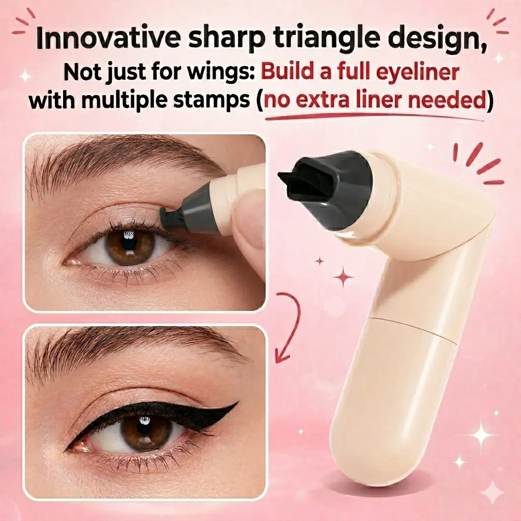 New Sharp Triangle Eyeliner Stamp | Waterproof 24H Long-wear Winged Liner | Beginner Friendly & Customizable Wing Sizes | Multi-use for DIY Tattoos