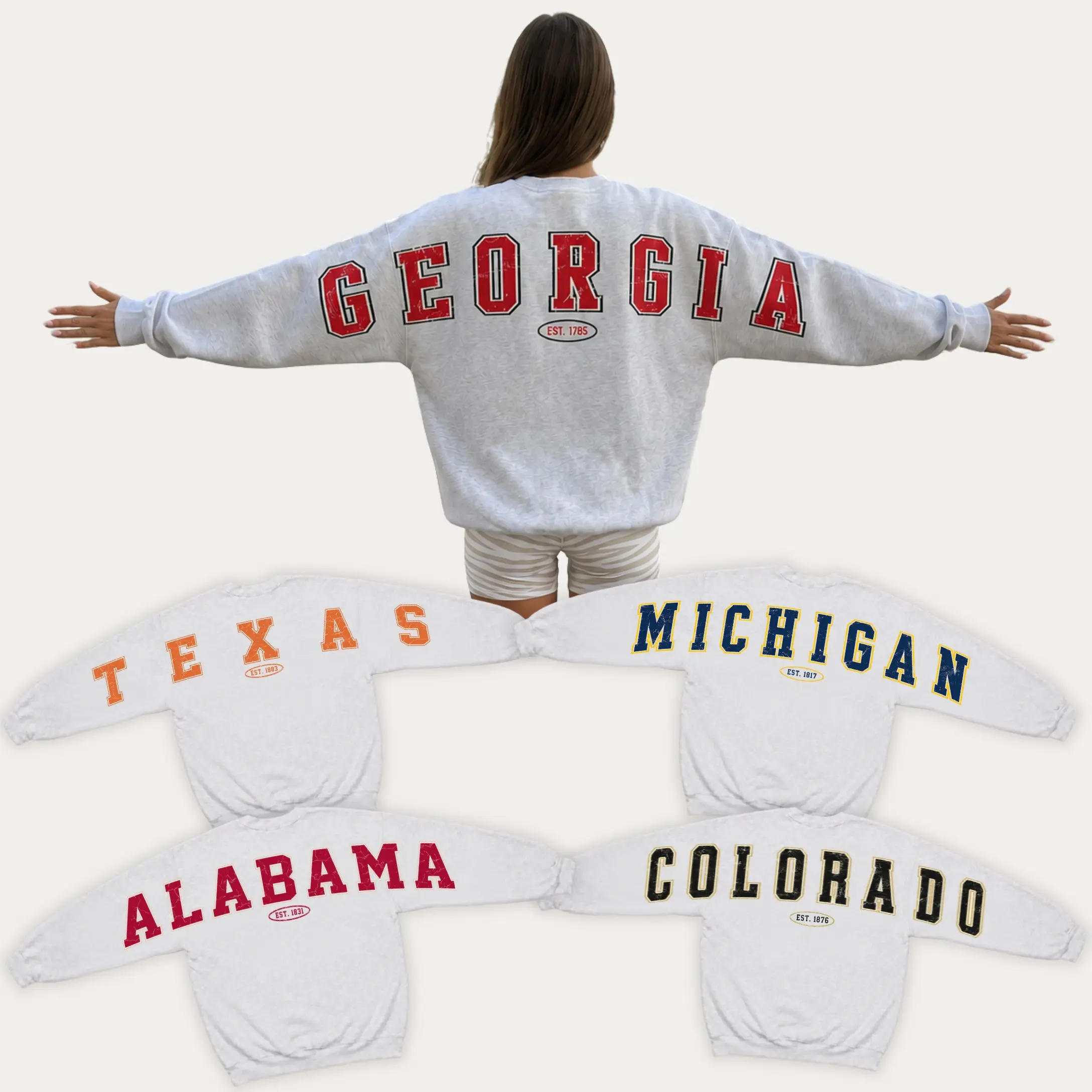 Vintage 90s All Team Football Shoulder Back Printing Crewneck Sweatshirt, Game Day Sweatshirt, Striped Varsity Block Letter Football Graphic Sweatshirt, Sunday Football Cewneck, College Football Shirt, Fall Sport Season Shirt