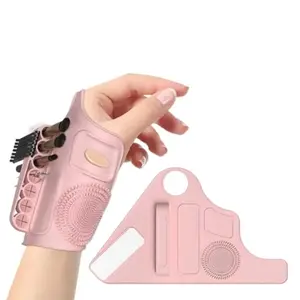 Silicone Makeup Helper Wristband, Multi-Functional Beauty Tool Strap, Cleaning Area, Quick Access & Storage, for Women, Makeup Artists, Vanityrooms, Makeup Brush Organizer, Makeup Brush Cleaner