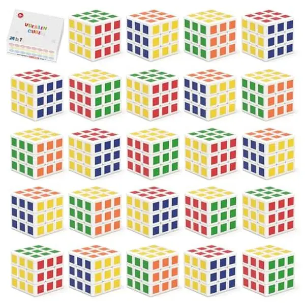 24 Pack Mini Cube Puzzle Party Favors for Kids, 1.18in 3x3 Magic Cube School Rewards & Classroom Prize for Students, Birthday Party Favors Easter Christmas Stocking Stuffers Gifts for Kids
