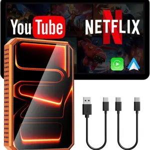 2026 World Cup Carplay Adapter, Wireless Android Auto Compatible, Supports Netflix Youtube Tiktok Screen Mirroring, TF Card Support