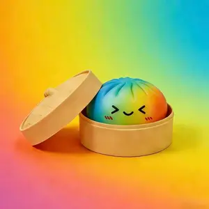 Kawaii big rainbow Dumpling glitter gianna Squishy Fidget Toy – Colorful Mystery Surprise Bun, Soft TPR material ball Stress Relief rebound Sensory Toy for Kids Gifts exchange box , Easter Basket & Party Favors Galaxy relief hand toy