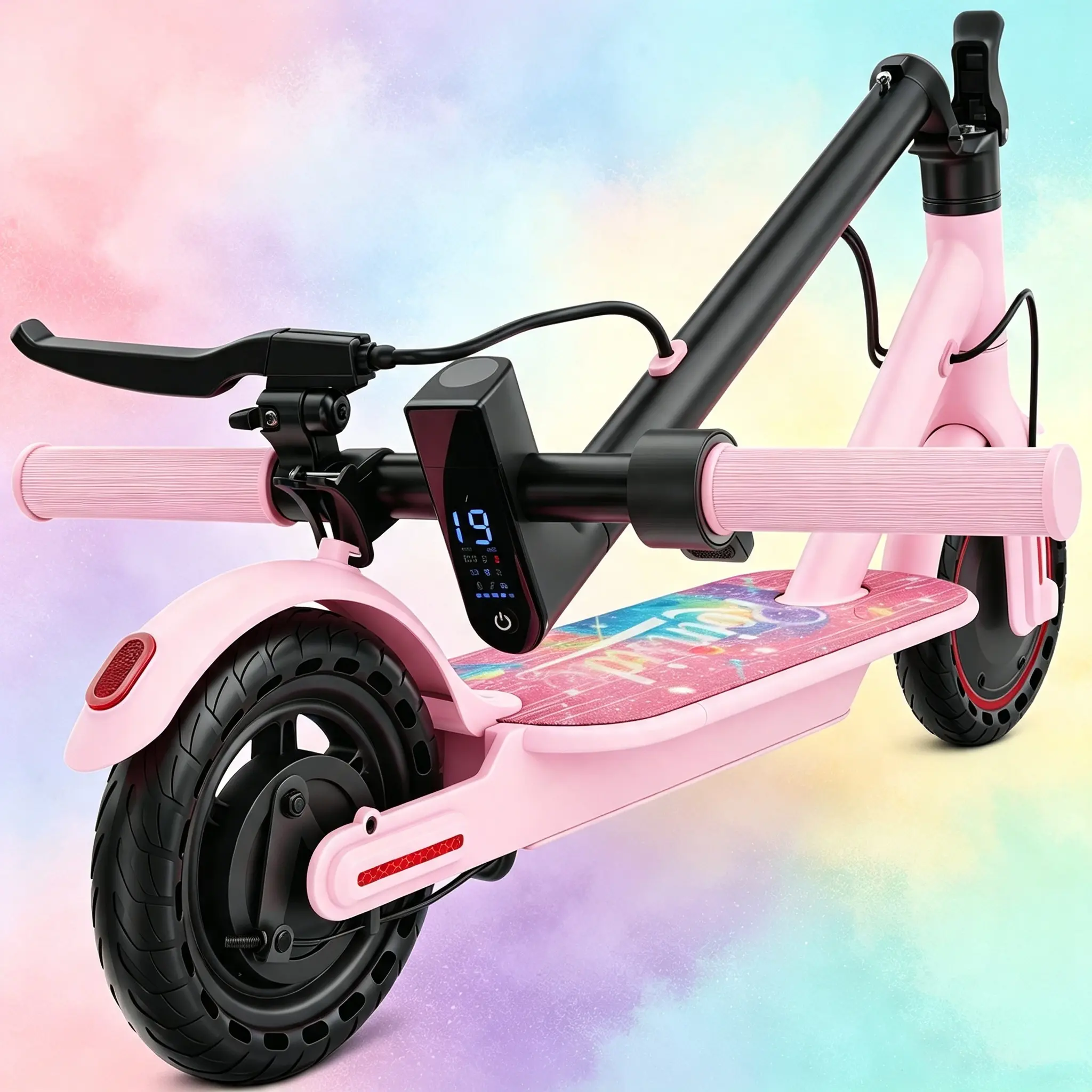 Unisex Compact Electric Scooter for Big Kids - 8.5in Solid Tires, 350W Motor, Up to 19 MPH & 16mi Range, Foldable Park Rides Commuter with Double Braking System & App Control, sohochic Portable E-Scooter