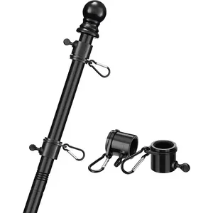 5FT Stainless Steel  Free Flag Pole, for 3x5  Flag, House Porch Residential Commercial Use, Black (Bracket Not Included)