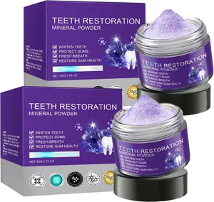 2PCS Purple Teeth Restoration Mineral Powder, Mineral Tooth Powder, Dental Restoration Mine RAL Po wder, in Strengthening Teeth and Gums, Protect Gums and Freshen Breath 2pcs Whitening Gentle Daily Toothpaste Powder Enamel-Safe Oral